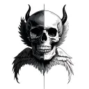 skull half angel devil tattoo design idea