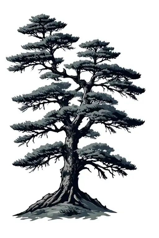 Lebanon country outline and cedar tree tattoo design idea