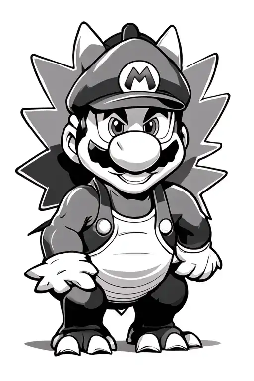 mario game bowser tattoo design idea