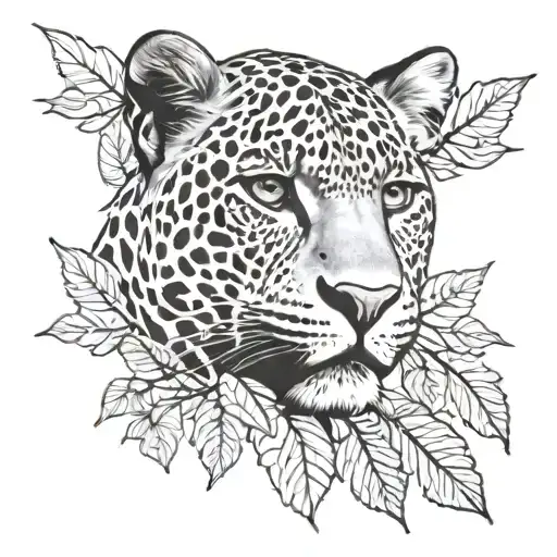 create a tattoo with the word grace, a leopard and leaves tattoo design idea