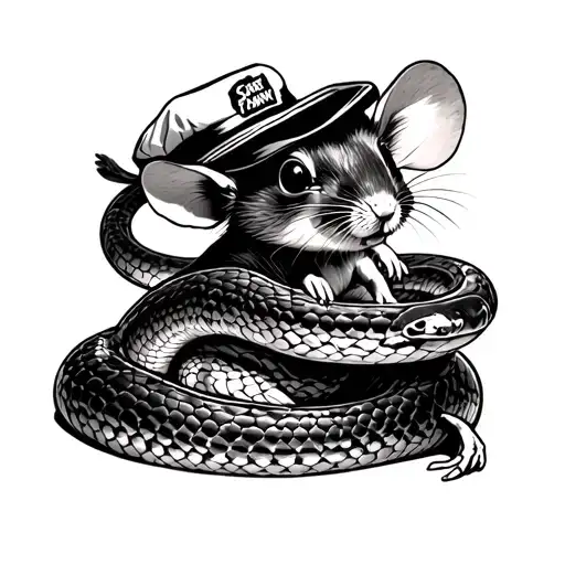 tattoo down the arm or a python eating a little mouse wearing a sailor hat that says snake farm tattoo design idea