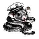 tattoo down the arm or a python eating a little mouse wearing a sailor hat that says snake farm tattoo design idea
