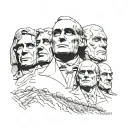 Mount Rushmore Thanos, Voldemort, Bane, The Joker tattoo design idea