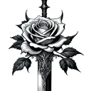 sword rose intertwined tattoo design idea