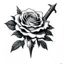 sword rose intertwined tattoo design idea