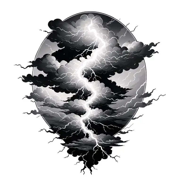 lighting storm clouds tattoo design idea