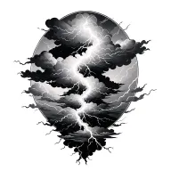 lighting storm clouds tattoo design idea