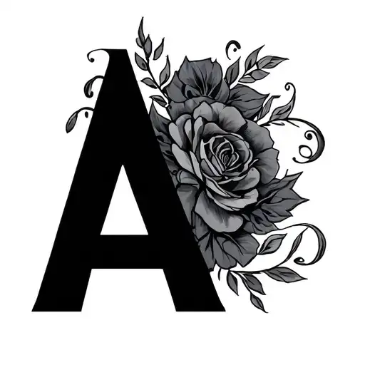 the names ;Anyela, Anderson and ashley with be written inside the letter A tattoo design idea