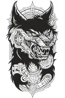 robotic werewolf howling tattoo design idea