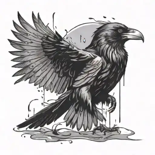 a raven with outstretched wings from the rain tattoo design idea