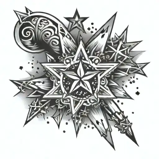blunts and stars forming tattoo design idea