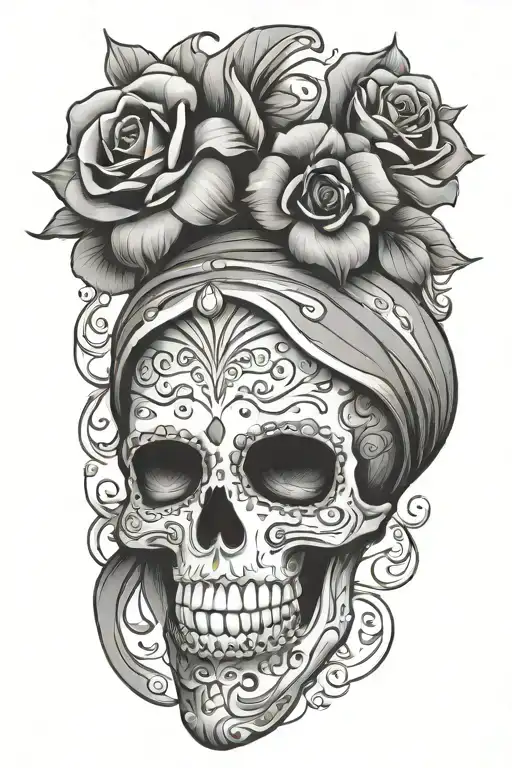 skull mexican catrina tattoo design idea