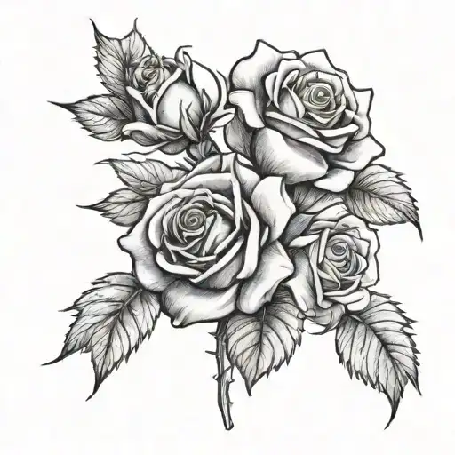 roses with Susie in stem tattoo design idea