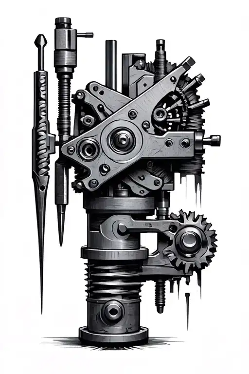 machinist tools mechanisms forming a shape tattoo design idea