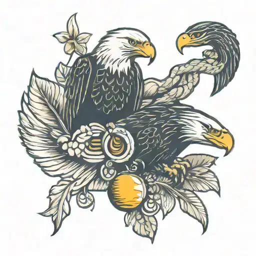eagle and honey badger and snake tattoo design idea