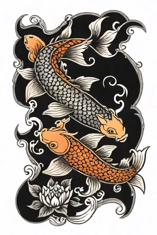 tattoo with koi fish and dragon tattoo design idea