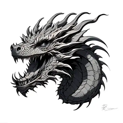 Mechanical Dragon tattoo design idea