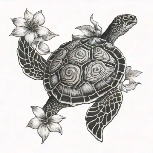 turtle and frangipani Bali tattoo design idea