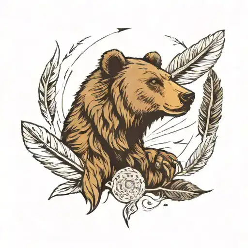 bear print, fingerprint, eagle feather memorial tattoo tattoo design idea