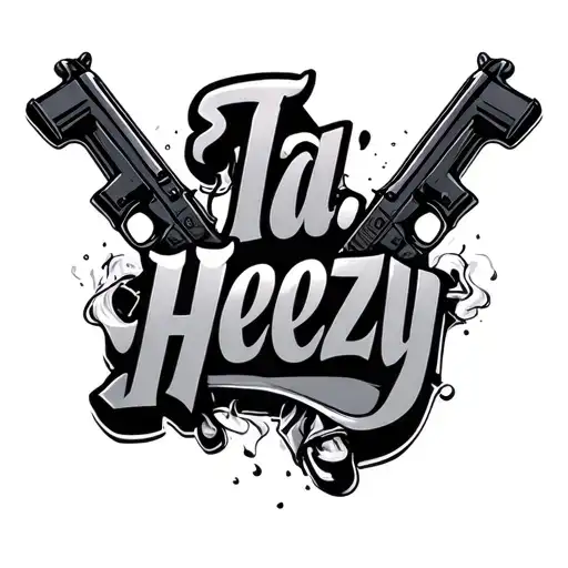 "Ta’ Heezy " smoke drugs guns money music tattoo design idea