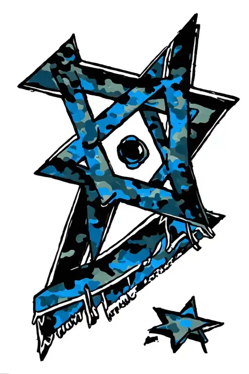 jewish star camouflaged tattoo design idea