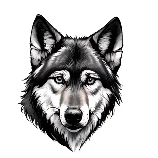Wolf with 2 Face puppies tattoo design idea