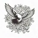 dove and crow flying tattoo design idea