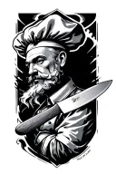 chef knife morphing tattoo design idea
