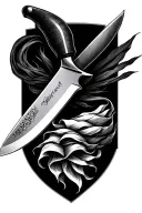 chef knife morphing tattoo design idea