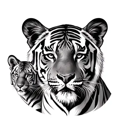 Tiger And 2 Cubs tattoo design idea