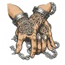 preying hands handcuff shaped like tattoo design idea