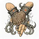 preying hands handcuff shaped like tattoo design idea