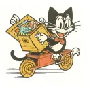 Felix the cat carrying a box of trash  tattoo design idea