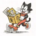 Felix the cat carrying a box of trash  tattoo design idea