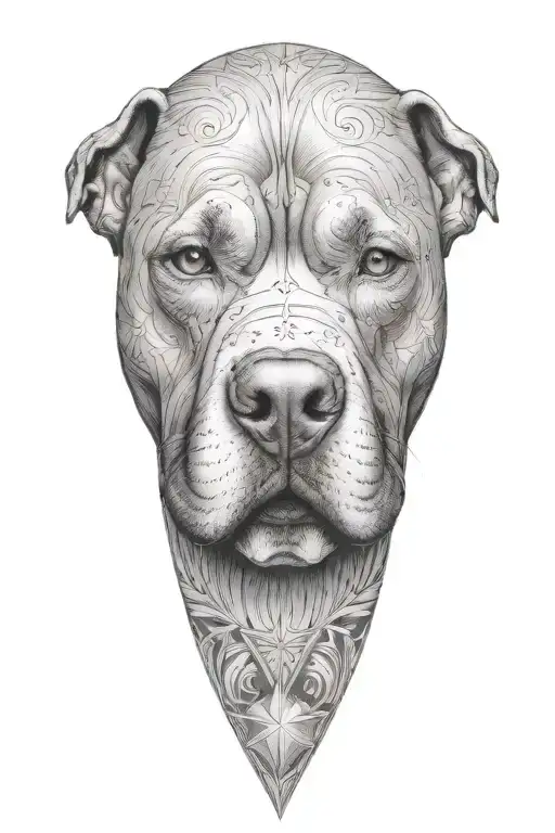 pitbull dog with background of stars tattoo design idea