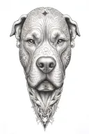 pitbull dog with background of stars tattoo design idea