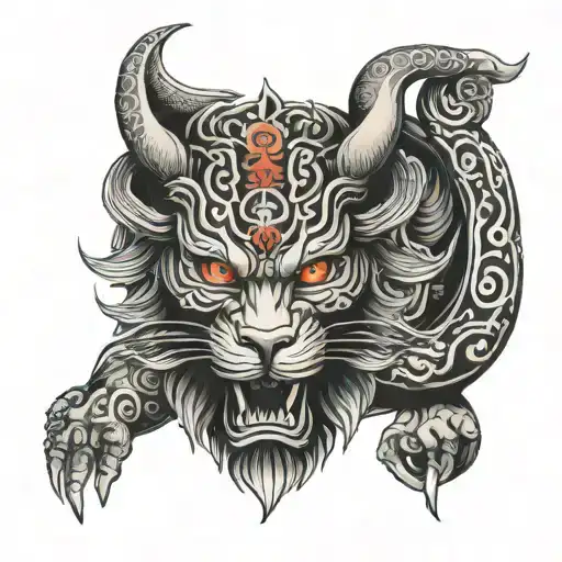 greek Latin tattoo full hand representing a God and a beast tattoo design idea