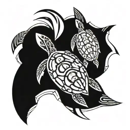 hawaiian turtles tattoo design idea