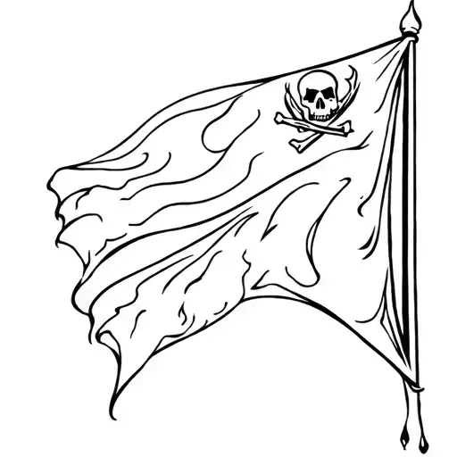 pirate flag burning tattoo design idea