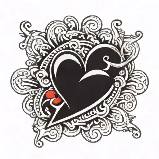 Traditional cuff tattoo wrap with one black heart in the center tattoo design idea