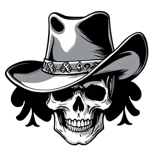 2 aces 2 eights cards skull and cowboy hat  tattoo design idea