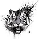 Tiger abstraction trash polka style tattoo design idea
