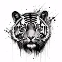 Tiger abstraction trash polka style tattoo design idea