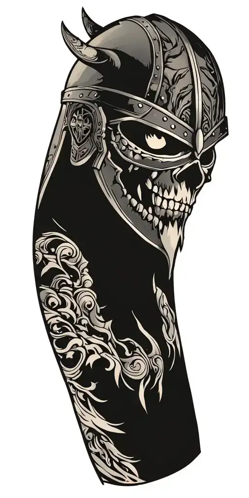 Iron Maiden Eddie with viking helmet invert colours tattoo design idea