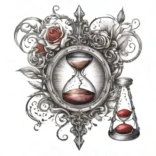 Hourglass, time heals everything, infinity, blood before everything, eyes, always looking forward tattoo design idea