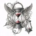 Hourglass, time heals everything, infinity, blood before everything, eyes, always looking forward tattoo design idea