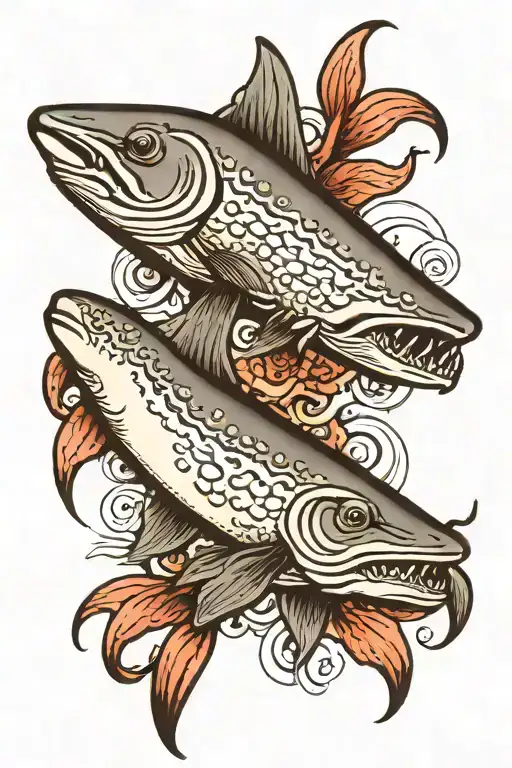 shark squid lobster tattoo design idea