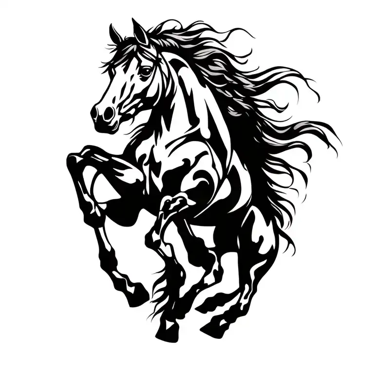 scottish pict spanish horse jumping tattoo design idea
