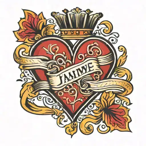 Red heart with marking: "J'aime TQ" tattoo design idea