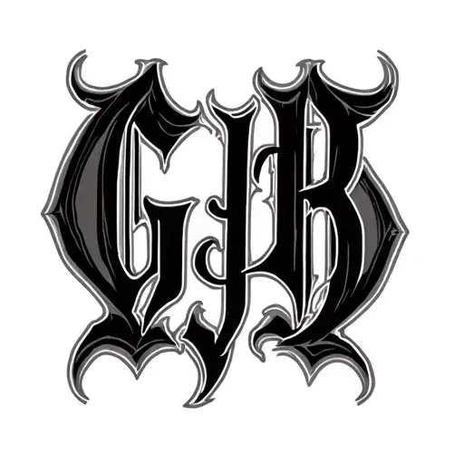 "GJB" Gothic Lettering tattoo design idea